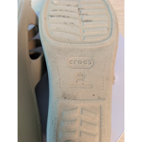 Crocs Sandals Womens 6 Patricia Slip On Slides Beige Open Toe Casual Wedge - Picture 9 of 9